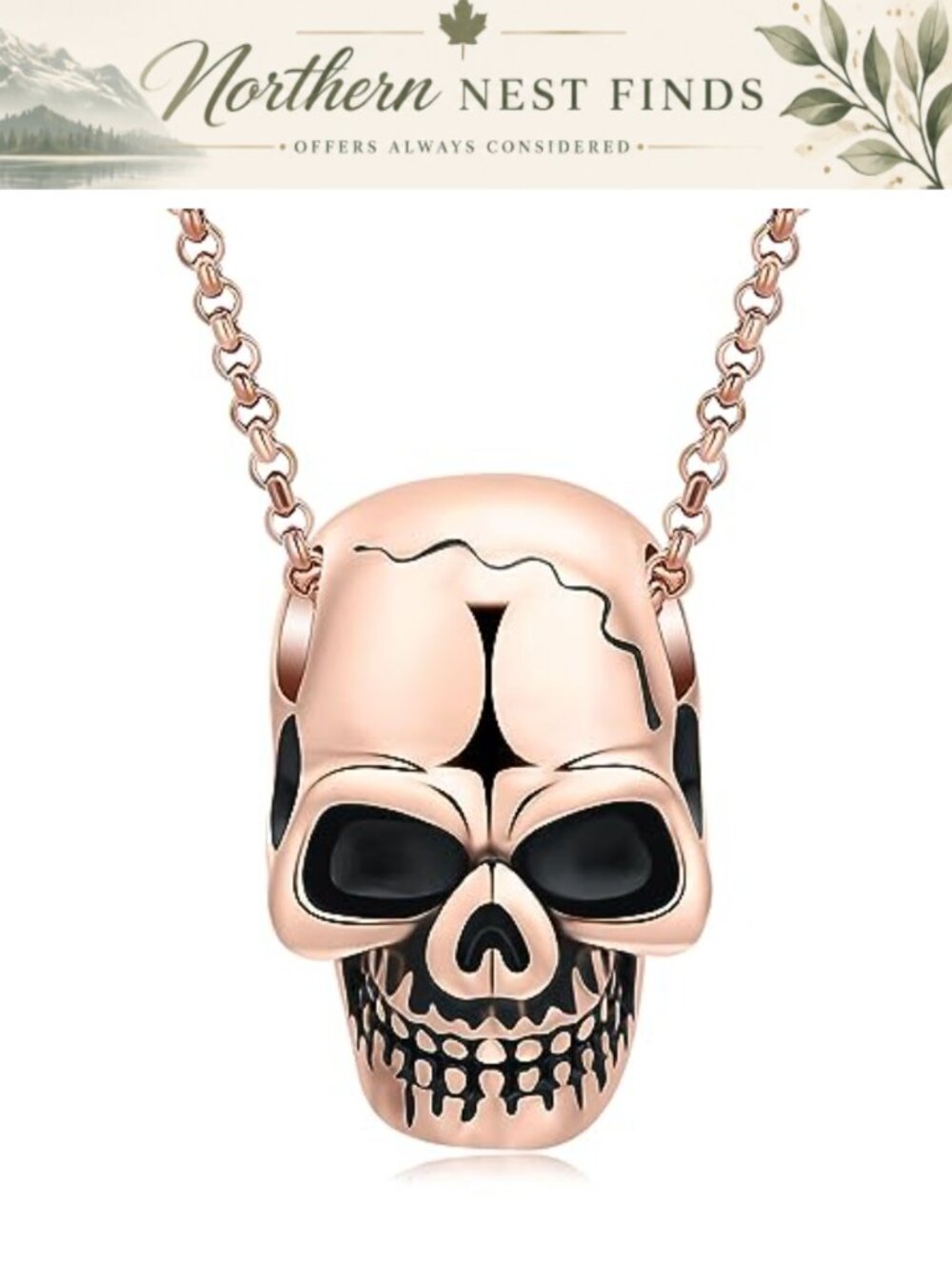 Cremation Urn Necklace Retro Skull Pendant 316L Stainless Steel Memorial Jewelry